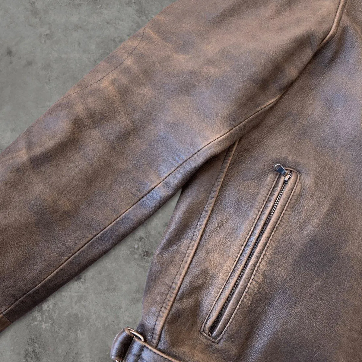 90'S BROWN AVIATOR LEATHER JACKET - S