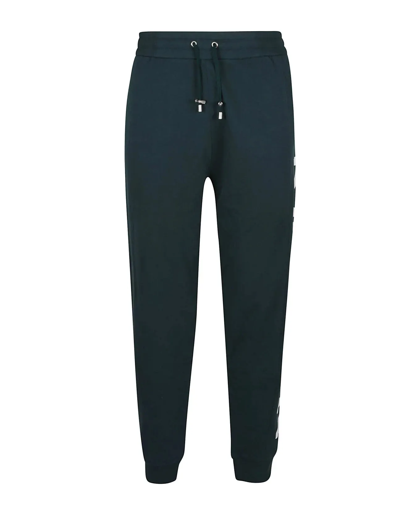 Balmain Logo Printed Drawstring Track Pants Dark Green/White