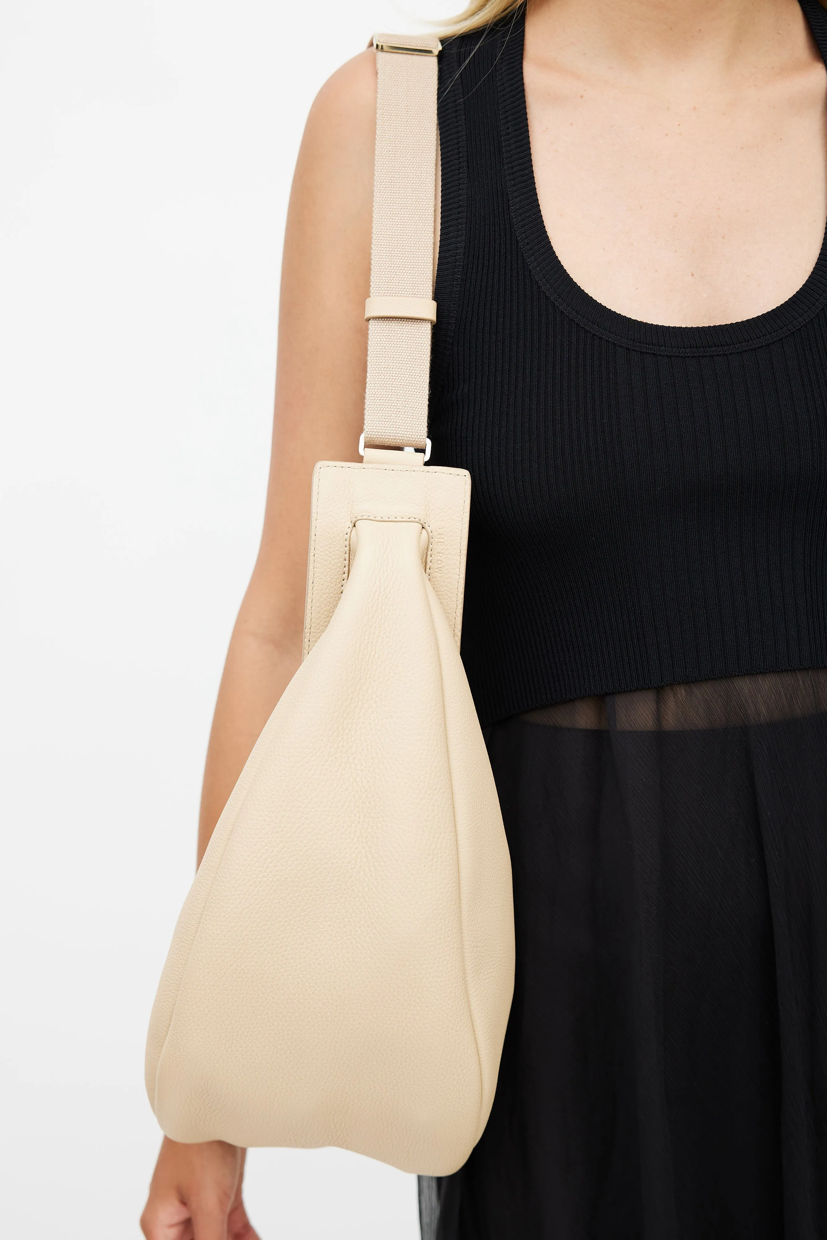 Beige Large Slouchy Banana Crossbody Bag
