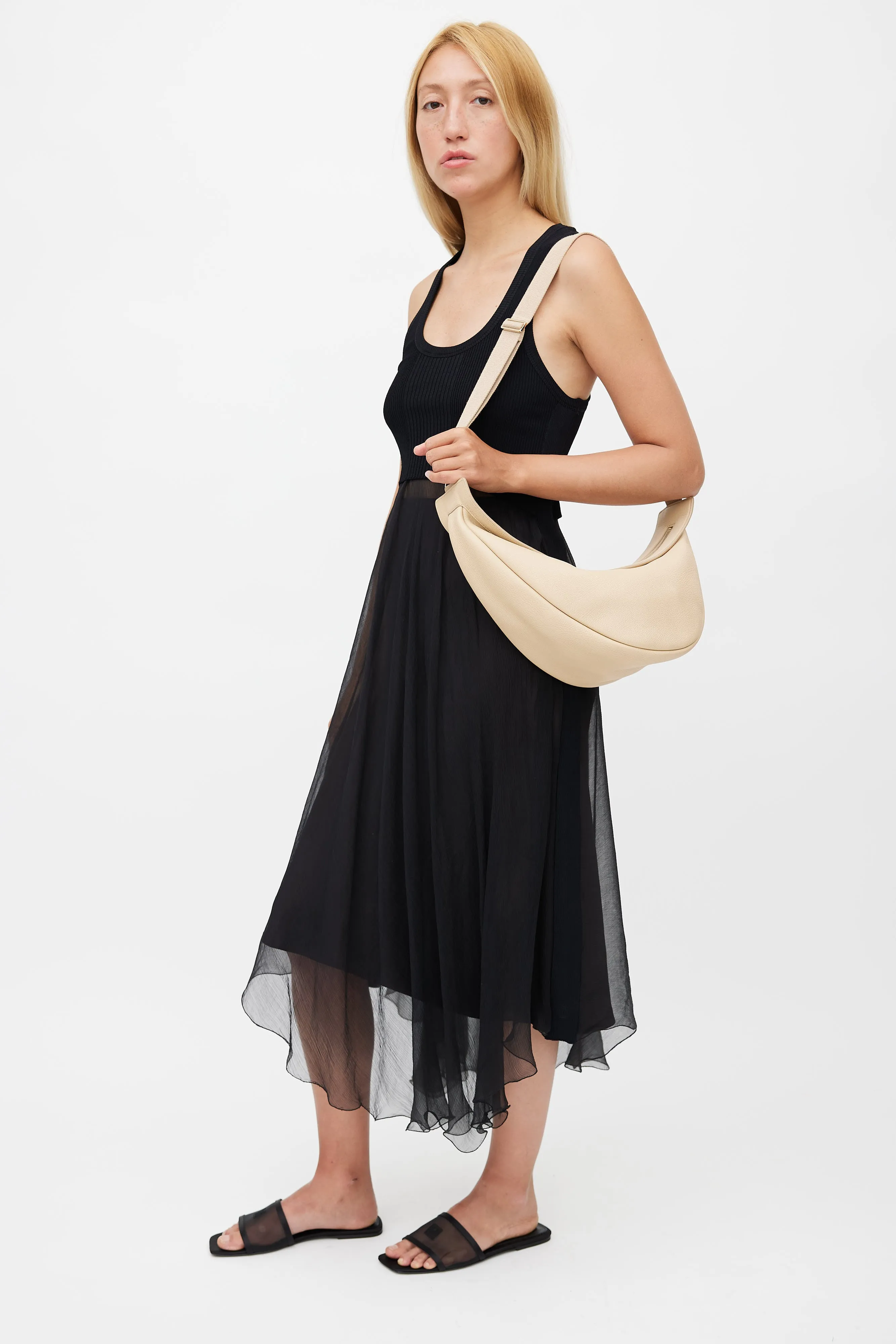 Beige Large Slouchy Banana Crossbody Bag