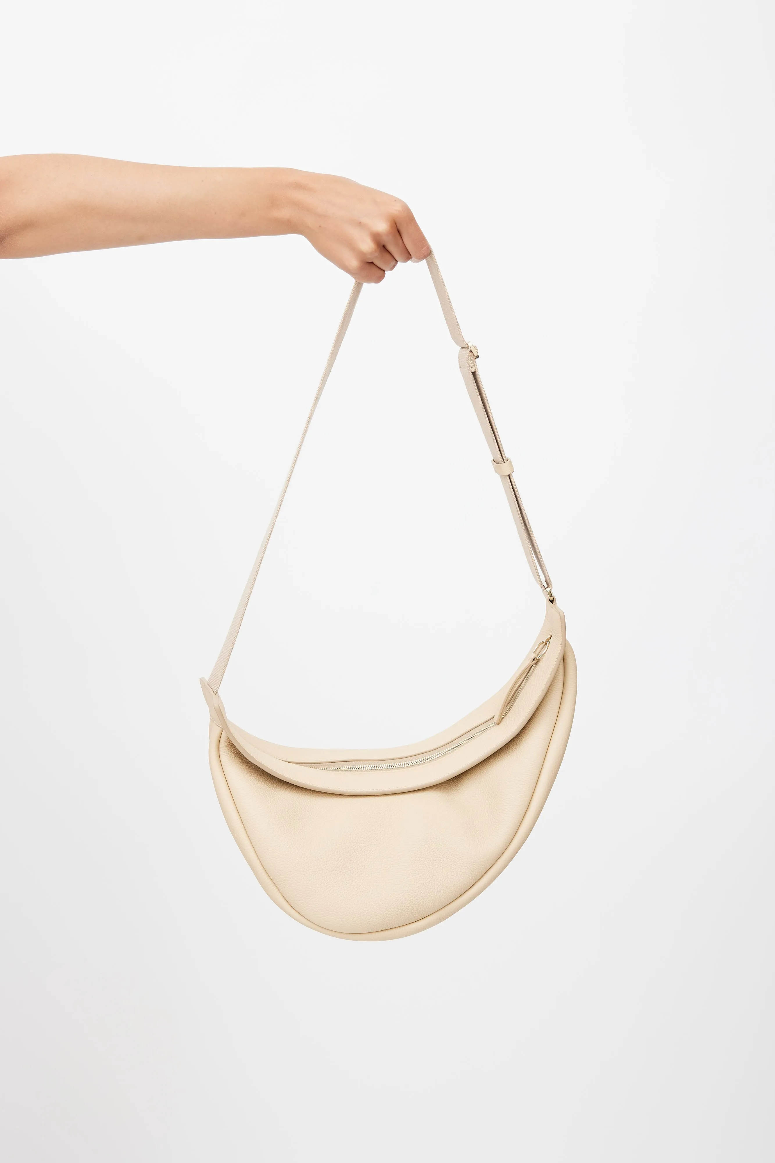 Beige Large Slouchy Banana Crossbody Bag