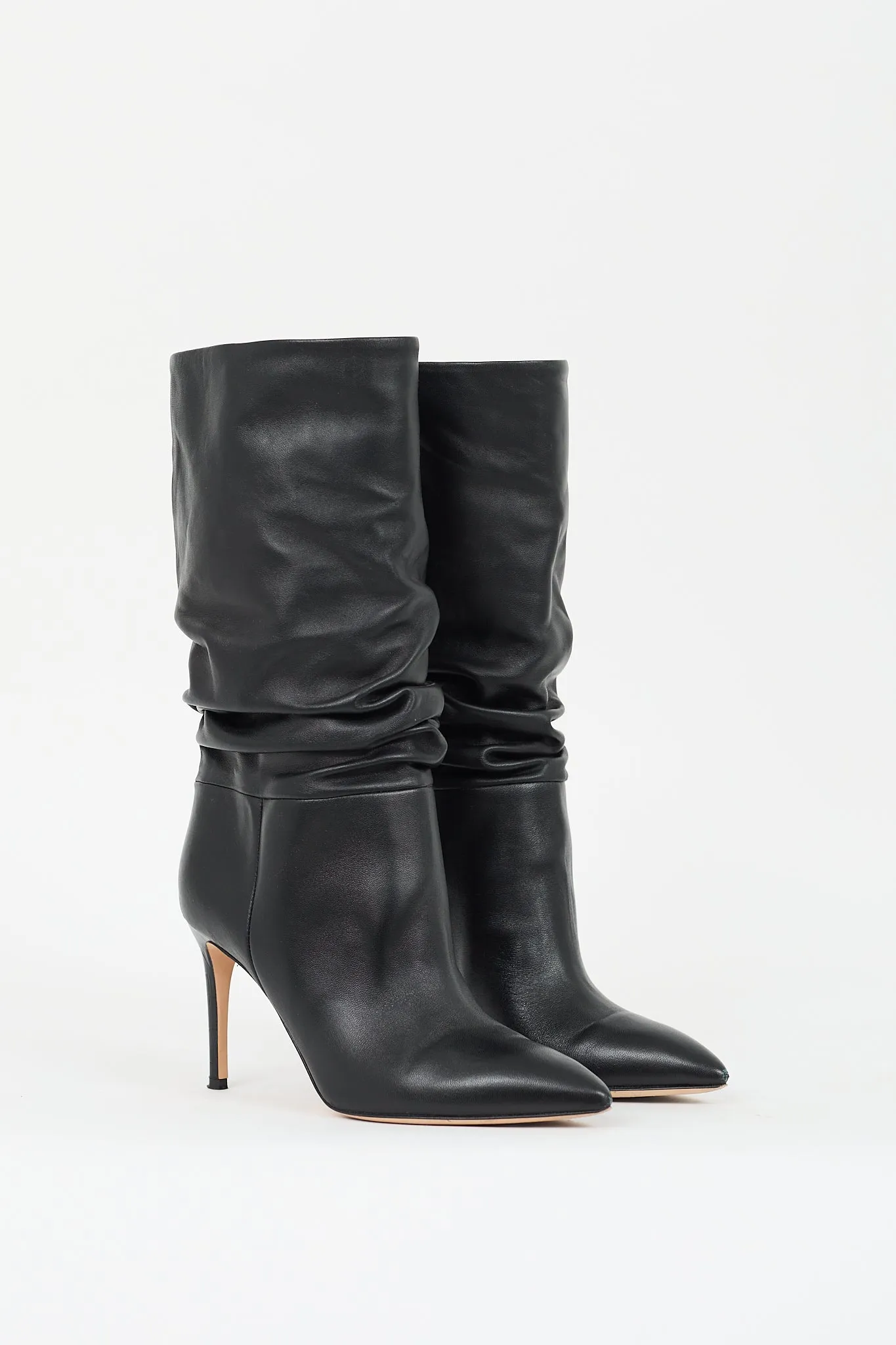 Black Leather Slouchy Boot