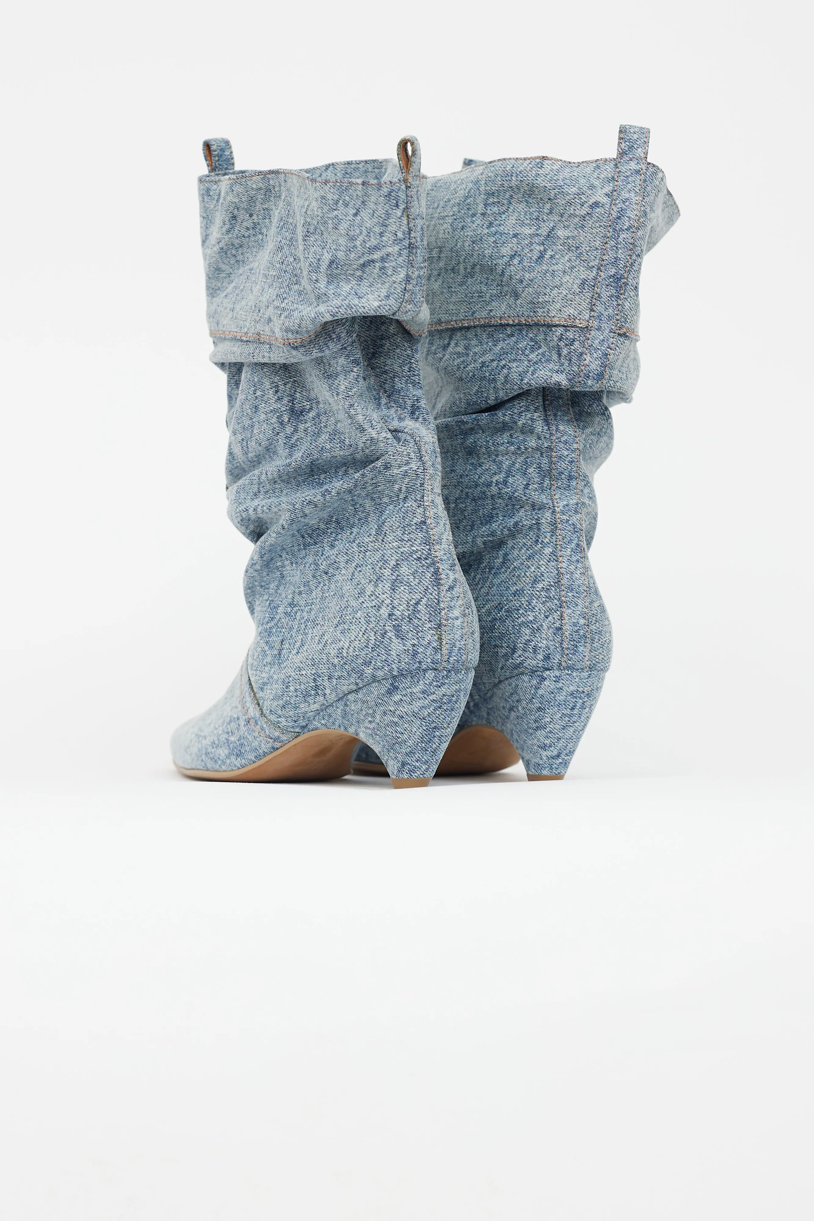 Blue Denim Slouchy Mid Calf Boot