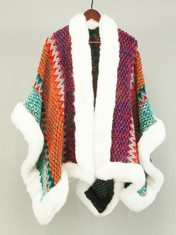 Boho Faux Fur Shawl Cardigan