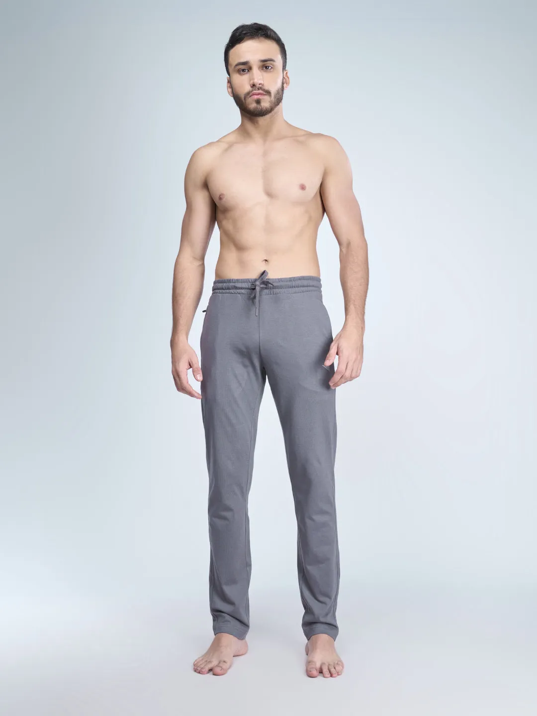 Combed Cotton Side Sew Panel Smart Fit  Zipper Pocket Track Dark Grey