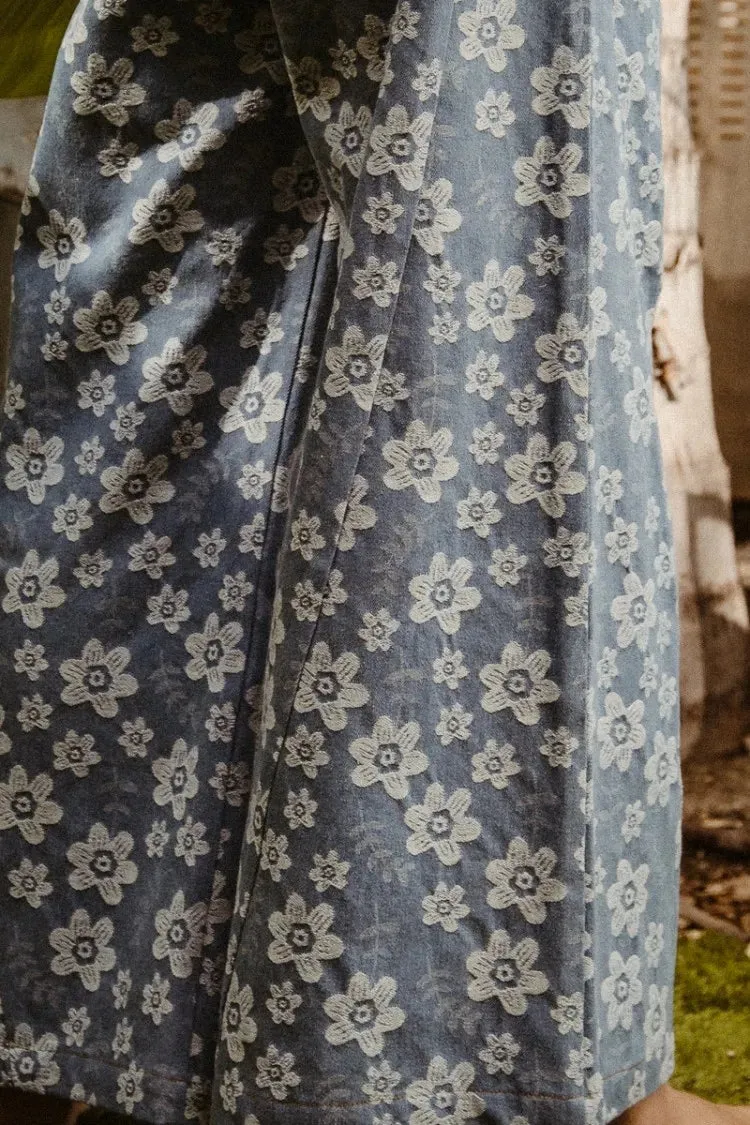 Floral Texture Wide Leg Jeans