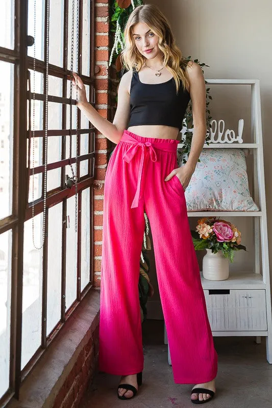Front Tie Pants with Paperbag Waistband