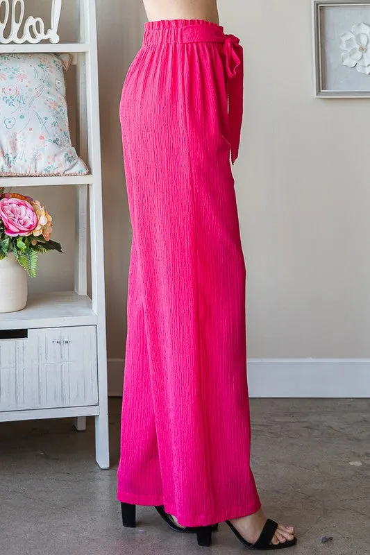 Front Tie Pants with Paperbag Waistband