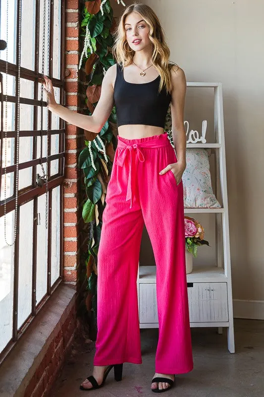 Front Tie Pants with Paperbag Waistband