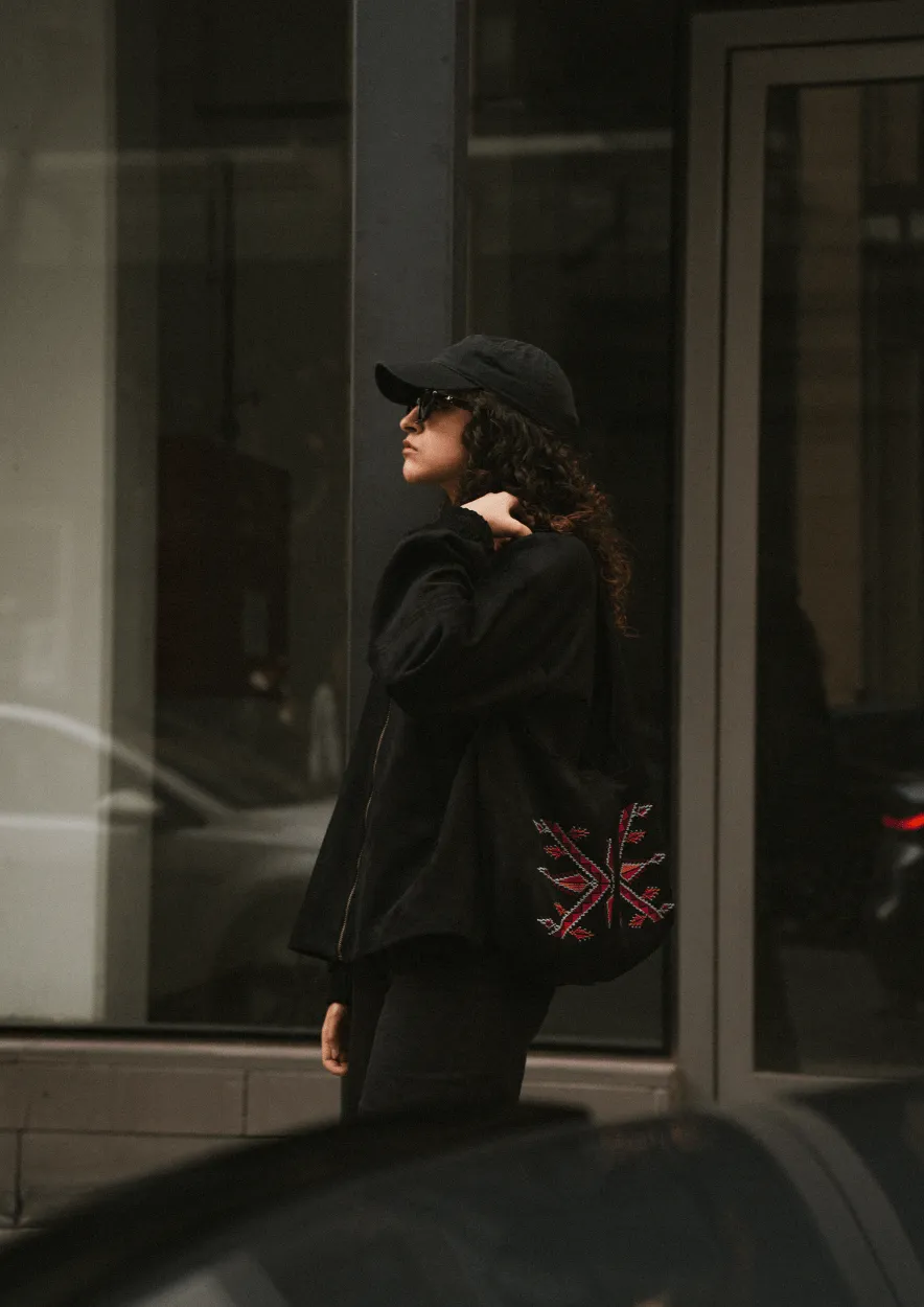 Hand-Embroidered Slouchy Shoulder Bag