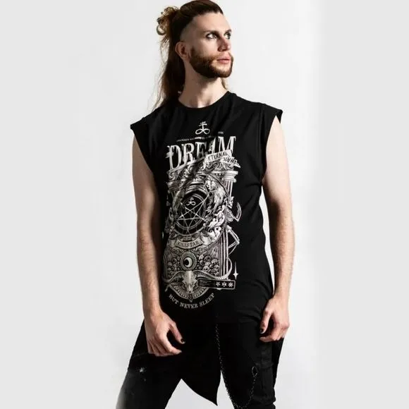 Insomnia Longline Vest Tunic | Black Soft Cotton Unisex