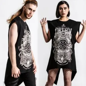 Insomnia Longline Vest Tunic | Black Soft Cotton Unisex