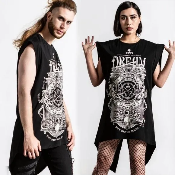 Insomnia Longline Vest Tunic | Black Soft Cotton Unisex