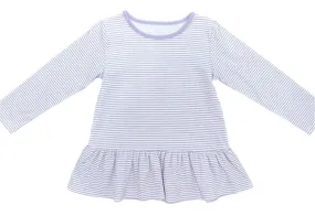 James & Lottie Girls Peggie Peplum Knit Top - Lavender Stripes