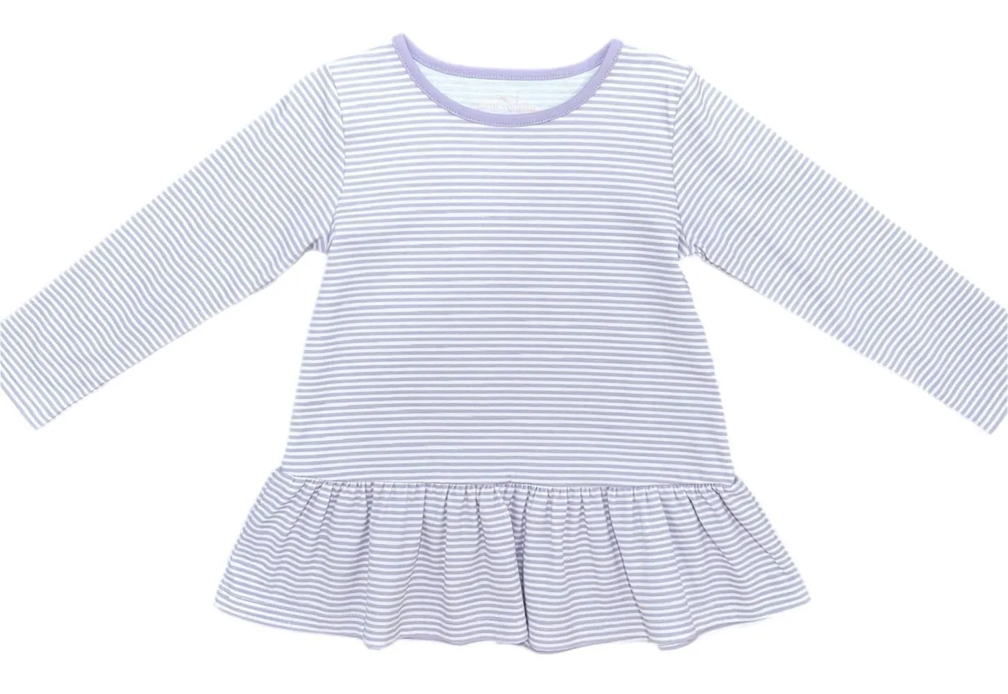James & Lottie Girls Peggie Peplum Knit Top - Lavender Stripes