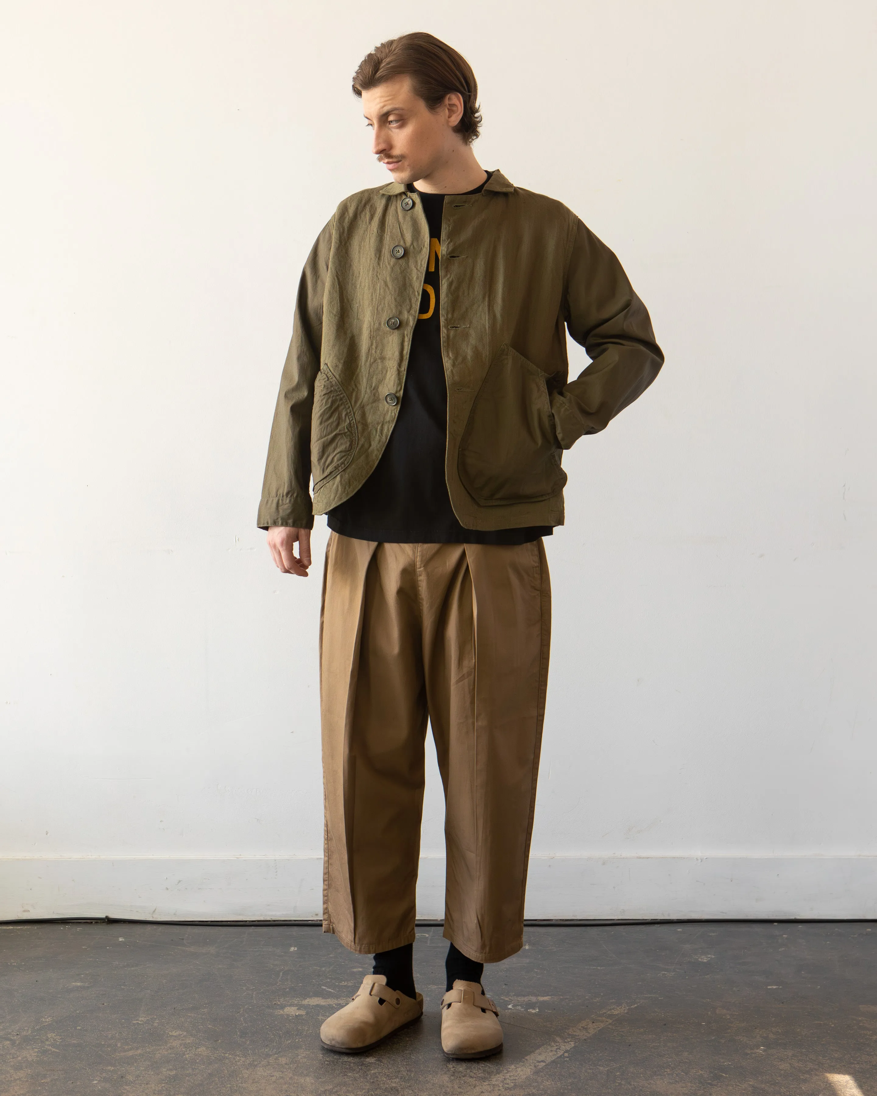 Kapital Unisex Linen Chino Cloth Ringoman Coverall, Khaki