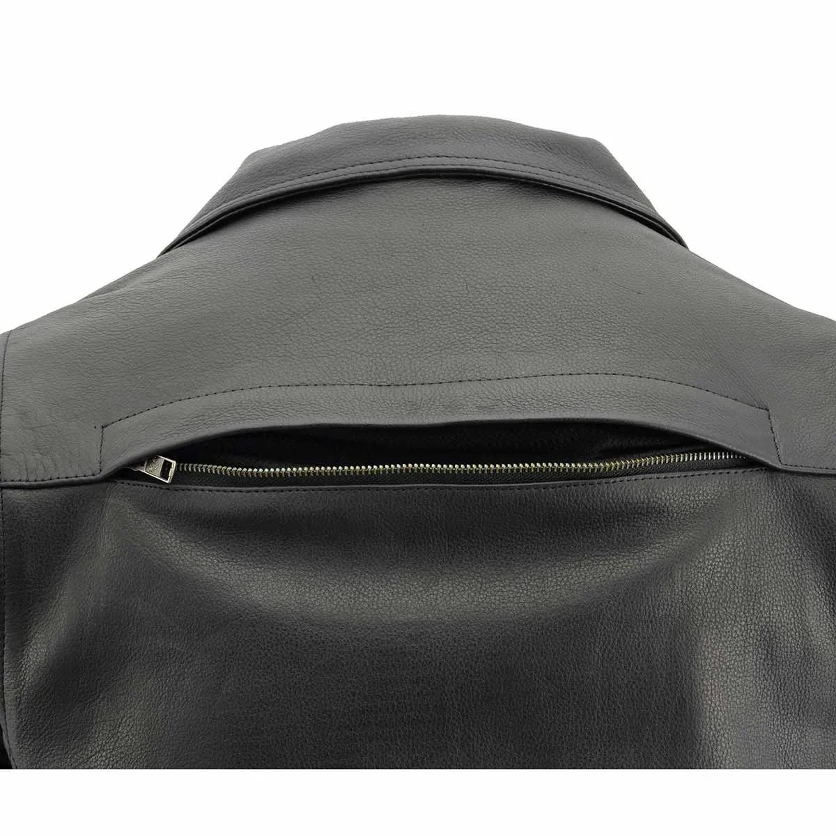 Milwaukee Leather MLM1570 Mens Black Premium Naked Cowhide Leather Utility Pocket Motorcycle Jacket