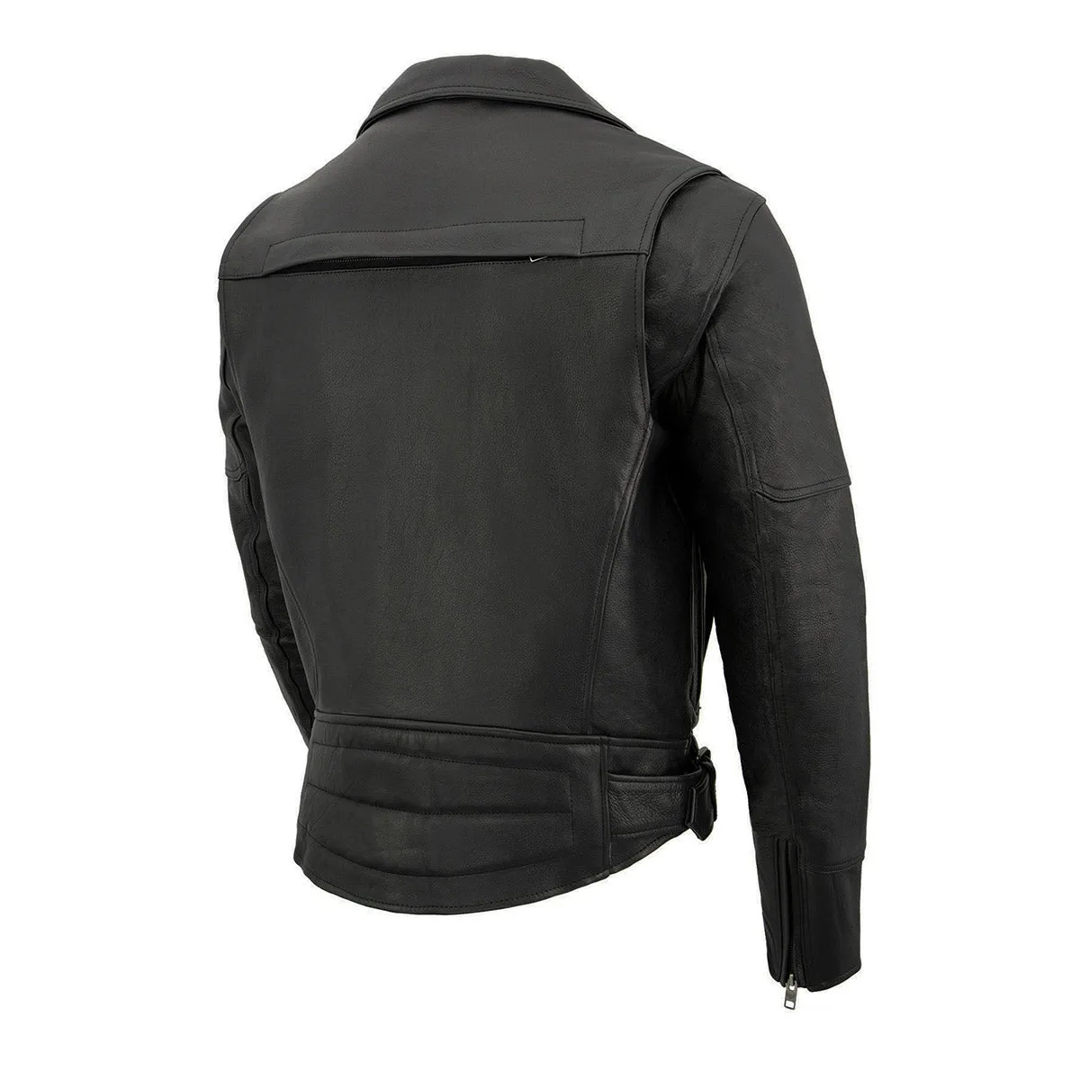 Milwaukee Leather MLM1570 Mens Black Premium Naked Cowhide Leather Utility Pocket Motorcycle Jacket