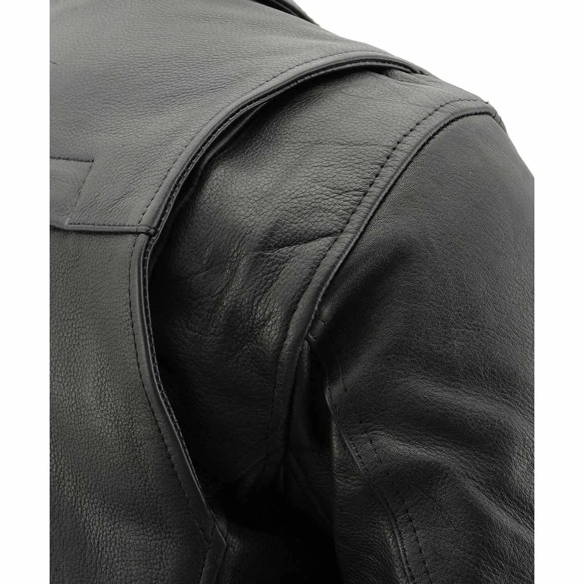 Milwaukee Leather MLM1570 Mens Black Premium Naked Cowhide Leather Utility Pocket Motorcycle Jacket