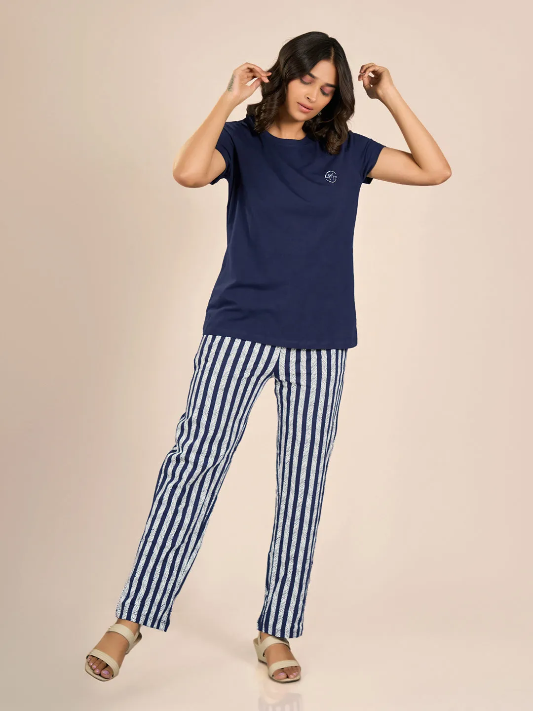 Navy Blue NK Solid T-Shirt