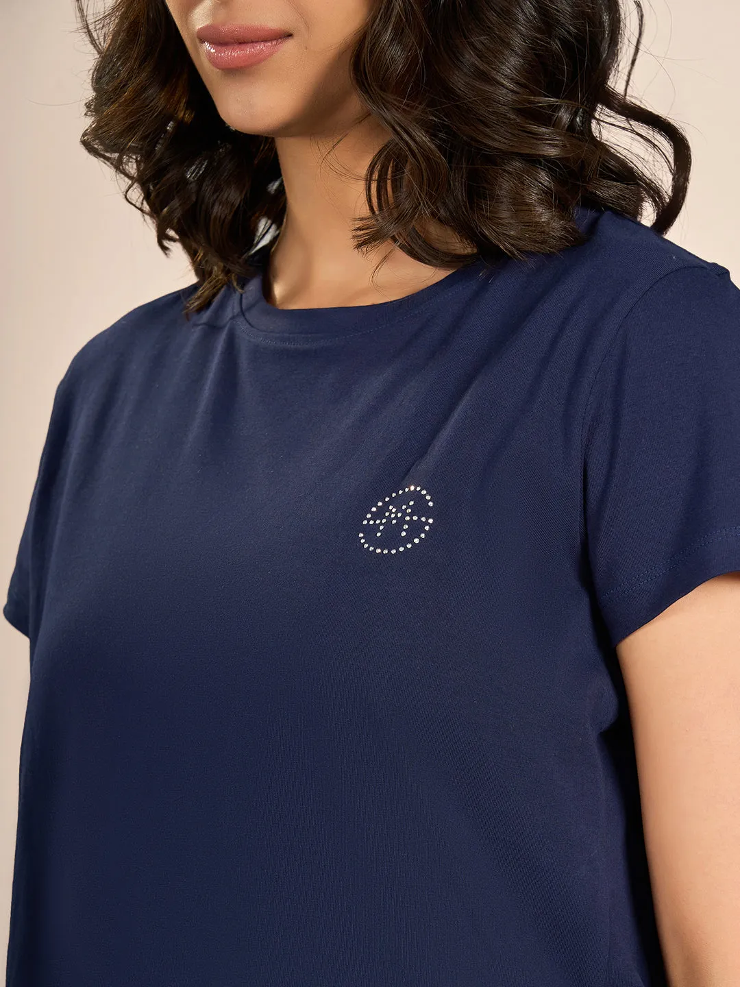 Navy Blue NK Solid T-Shirt