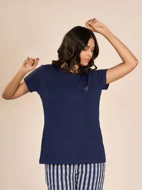 Navy Blue NK Solid T-Shirt