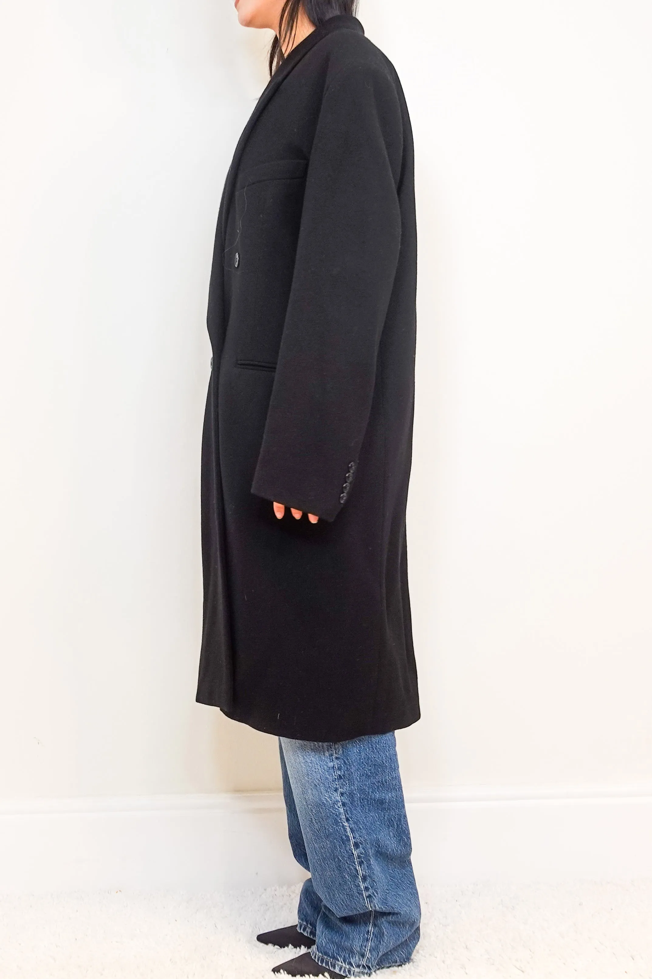 NEW Black Wool Belted Tuxedo coat RRP £500