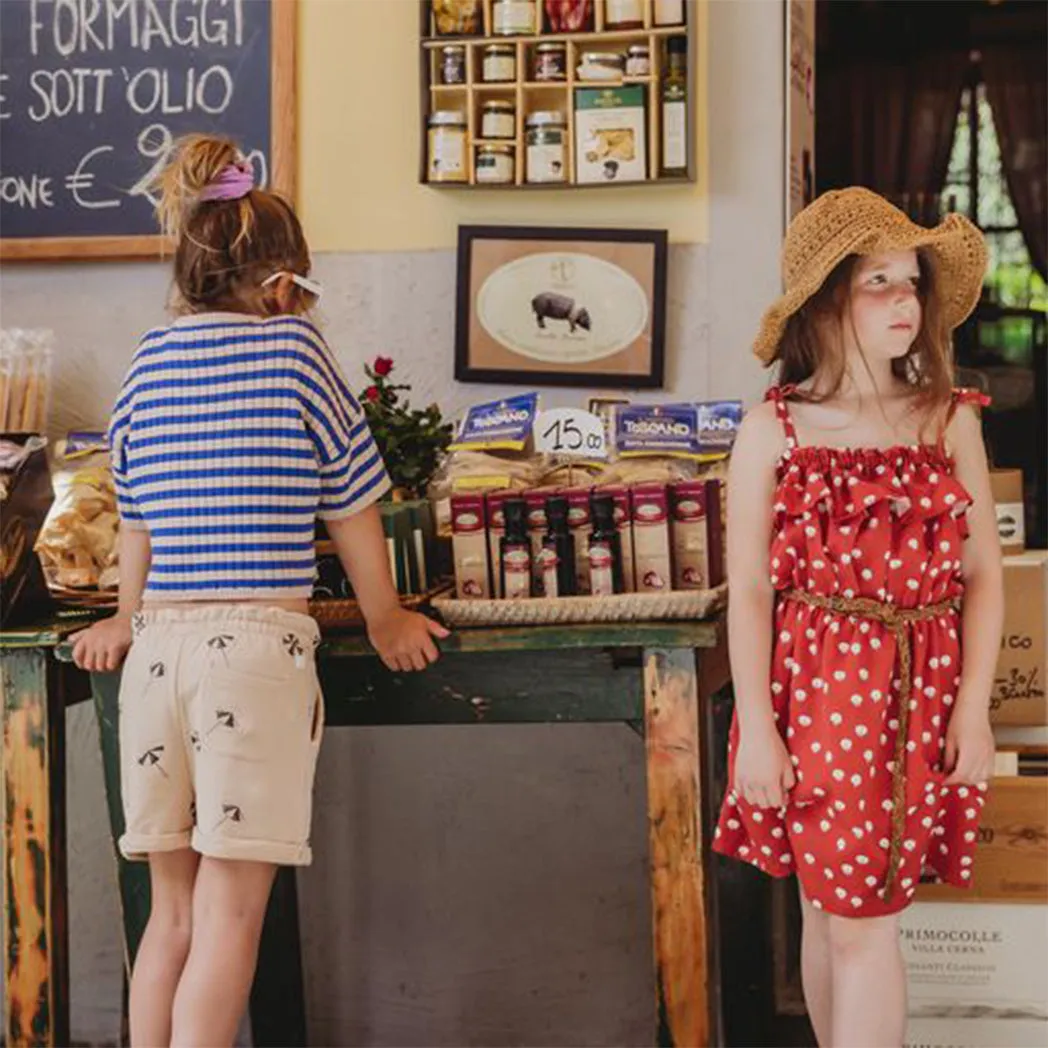 Organic Paperbag Shorts Umbrella Print Biscotti