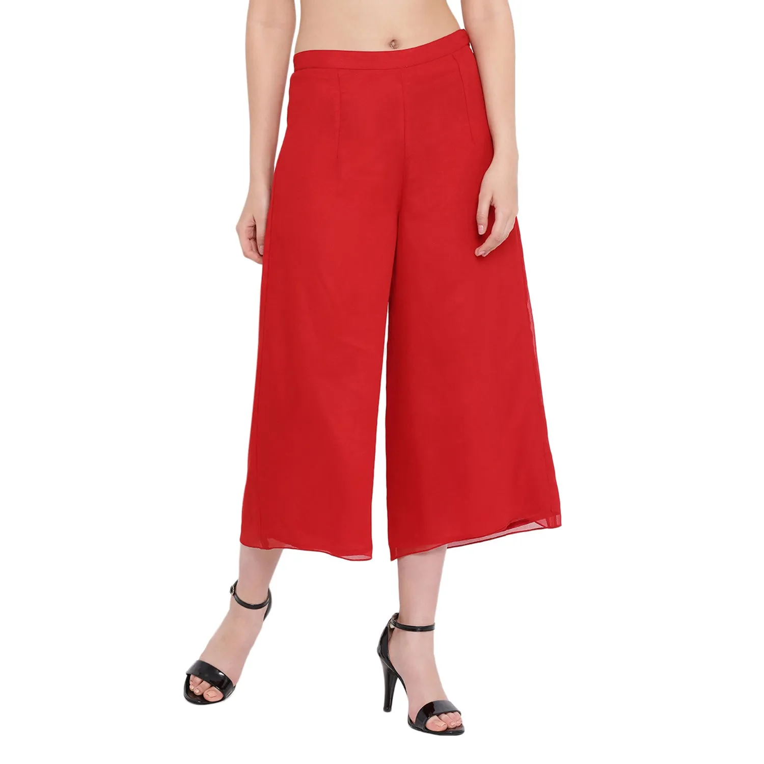 Red Georgette Plazzo