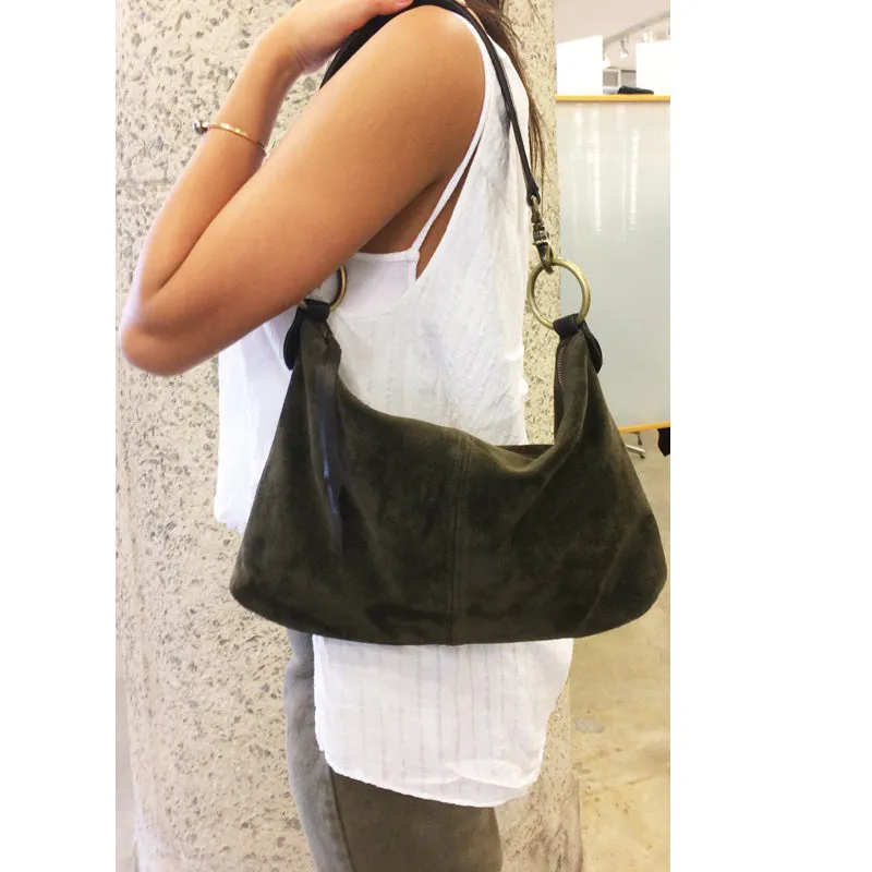 Slouchy Bag - Royal Blue Suede
