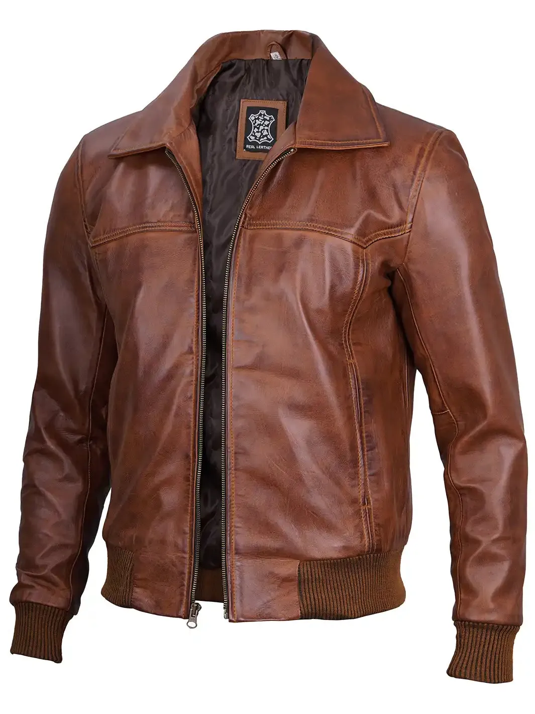 Steven Men's Dark Brown Bomber Leather Jacket