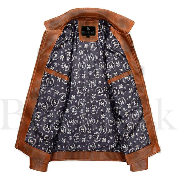Waxed Biker Slim Fit Sheep Leather Jacket