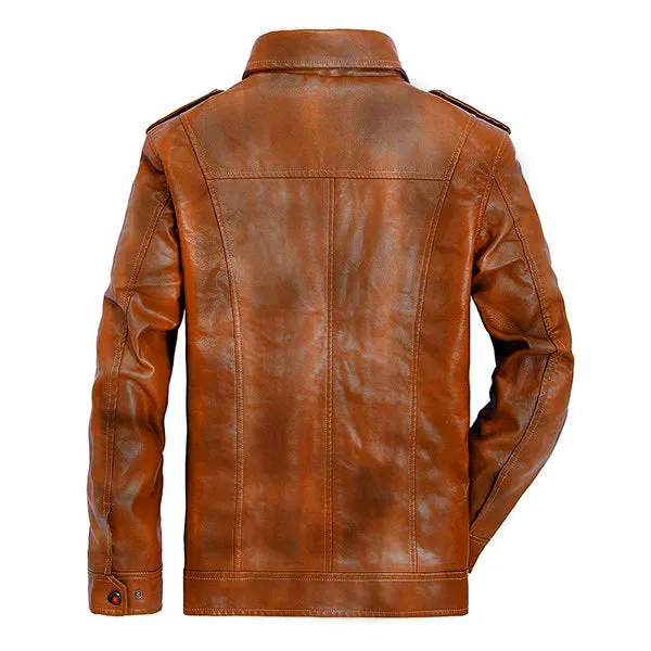 Waxed Biker Slim Fit Sheep Leather Jacket