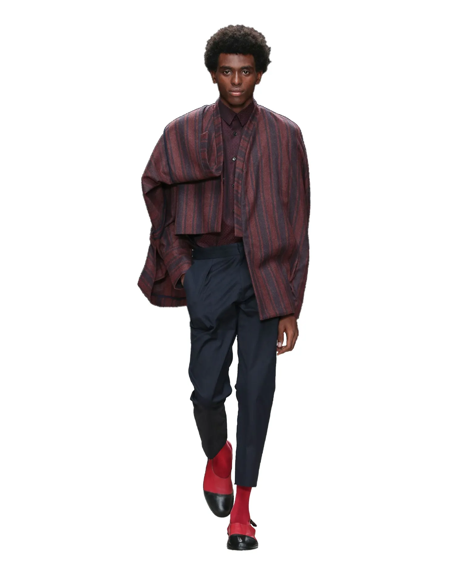 Wool Cashmere Cape - Burgundy